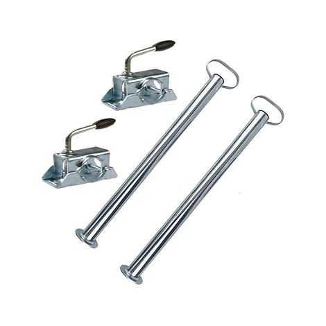 Béquilles Remorque Voiture,Béquilles de support pour remorque x2+brides de fixation x2,Hauteur 480 À 700mm Ø 48mm,Acier galvanisé,Béquilles stabilisatrice pour Remorque,pour la remorque de Voiture (1/5)