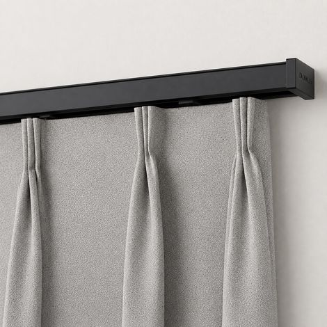 Kit Rail à Rideau 300 cm Noir- Aluminium - Support Plafond - 20 x 14 mm (1/5)