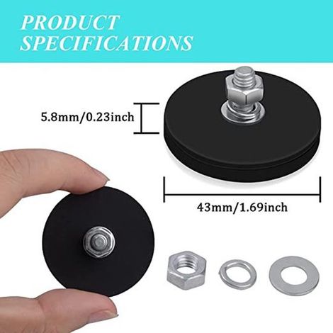 Soporte magnético，disco magnético recubierto，imanes recubiertos，juego de 2，para letreros exteriores，orificio para tornillo plano M6 (1/5)