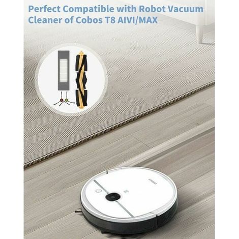 Ulisem 12-teiliges Ersatzteilset, kompatibel mit Ecovacs DEEBOT OZMO T8, 1 Hauptbürste, 8 Seitenbürsten, 3 Filter, Bürstenfilter-Ersatzzubehörset für Ecovacs-Roboter (1/3)