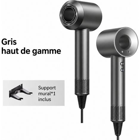 Sèche-cheveux haute vitesse ionique 1600W gris argenté avec coffret et support mural gris réf 8044 37 × 15 × 9,5 cm 700 g – Livraison gratuite