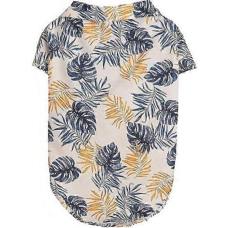Neue Sommer-Hundebekleidung im Hawaii-Stil mit Blätterprint: Strandshirts für Welpen, kleine und große Katzen, Hunde, Chihuahuas – Kostüm, Haustierkleidung, 23-teilig, weiß/gelb (1/5)