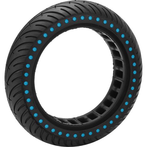 Pneu de rechange bleu à double nid d'abeille pour trottinette électrique : absorption des chocs, antidérapant. (1/5)