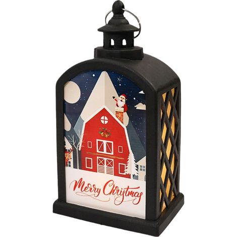 Lanterne Led De Décoration De Noël - Blanc Noir - Pour Sublimation À 180 °C - 14 X 7,8 X 5,4 Cm - 1 Pièce (1/5)