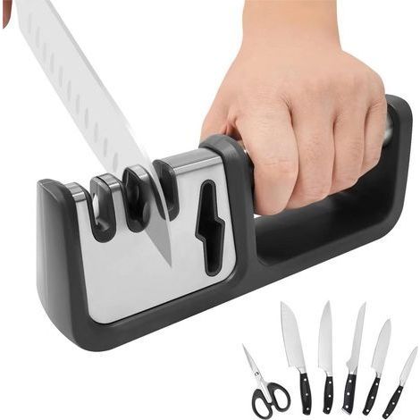 1 aiguiseur de couteaux de cuisine domestique (un seul aiguiseur inclus, aucun autre produit inclus) aiguiseur de couteaux professionnel 4 en 1, adapté pour aiguiser les ciseaux et les couteaux (1/5)