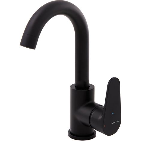 Mitigeur lavabo 180mm 5l/min bec tube avec vidage universel Quick-clac Rocket Cold Open - Noir Mat - STANDARD HIDRAULICA - 62077