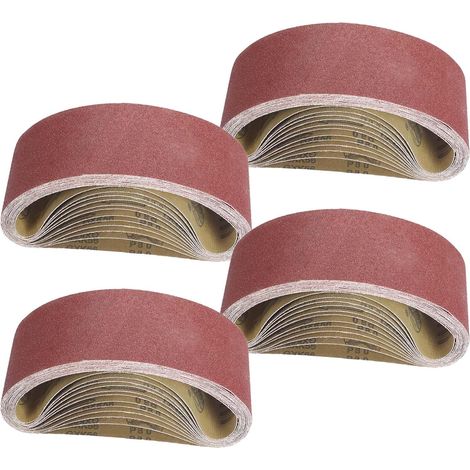 20 Pièces Bande Abrasive 75x457, Papier de Verre pour Ponceuses à Bandes Abrasives, Oxyde D'aluminium Papier de Verre, Métaux, Ponçage, Polissage, Enlever Rouille, 4 x Grain 80/120/150/240/400 (1/5)