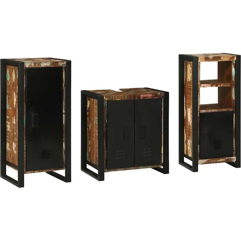 Ensemble de mobilier de salle de bain 3 pcs Bois Recyclé Solide