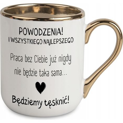 ELEGANTE TAZZA BIANCA E ORO PER SALUTARE UN COLLEGO DI LAVORO, CI MANCHERANNO (1/4)