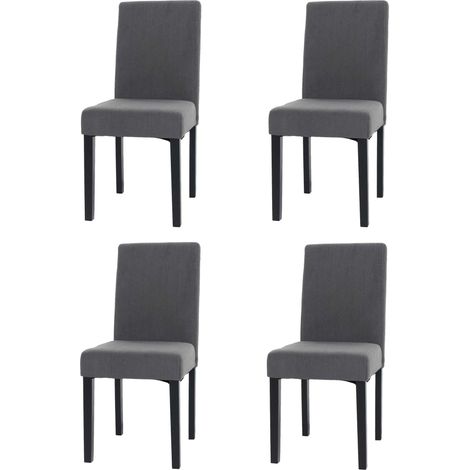 [NEUWERTIG] 4er-Set Esszimmerstuhl Littau, Stuhl Küchenstuhl Hochlehner, Stoff/Textil Cord Holz dunkelgrau, dunkle Beine (1/5)