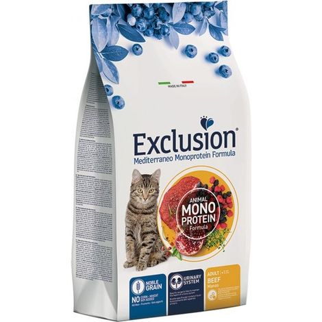 Exclusion Cat Mediterraneo Monoproteico Noble Grain Adult Manzo - Sacco 300 Gr -