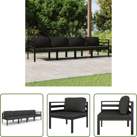vidaXL Gartenmöbel -  4-tlg. Garten-Lounge-Set mit Kissen Aluminium Anthrazit (1/5)