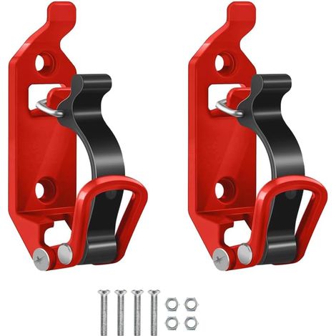 2 Pieces All Terrain Excavator Brackets, Red Shovel Bracket for Roof Bar Clamps, Quick Fist Clamp Mounting Kit (1/5)
