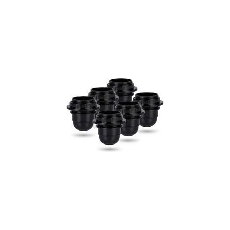 Schwarze E27-Schraubfassung - 6x E27-Lampenfassung mit Kunststoffring - E27-Lampenfassung - E27-Lampenfassungshalter für Decken- und Hängelampe - E27-Lampenfassung (1/4)