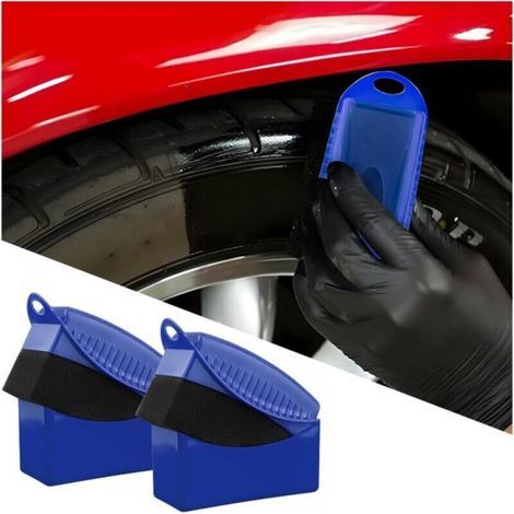 (Bleu ) 2 Pièces Applicateurs de Dressage Pneus Éponge, Auto Polissage de Cire Applicateurs Brillance Pneu Éponges de Nettoyage, pour Verre Voiture Acier Peint Pack Produit Voiture (1/5)