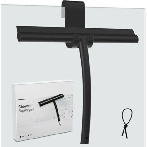 Shower Squeegee, Squeegee with Silicone Holder, Shower Squeegee with Stainless Steel Core for Bathroom, Glass, Shower Door, Window Squeegee for Car Window - Black, TRIMEC (1/5)