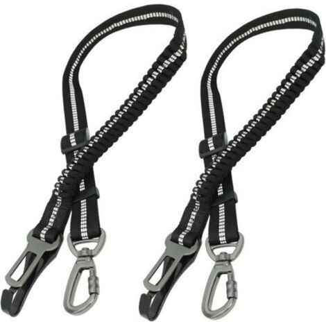 2 pièces Ceinture de sécurité pour Chien, Trois en Un, réglable, avec Coussin élastique Antichoc, Nylon ÉLastique RéGlable, Et Verrouillage De SéCurité, pour Tous Les Chats Et Chiens. (1/4)