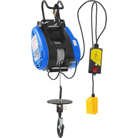 HAUTOUR Palan Électrique Mobile Treuil électrique 220V 250kg 19m/min Télécommande sans Fil (100m) avec Pile Poignée de commande à câble 1500W 29m- hauteur de levage, Longueur du fil d'acier : 30m (1/5)