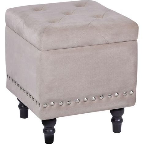 Pouf mit Stauraum LORETTO Samtstoff Beige