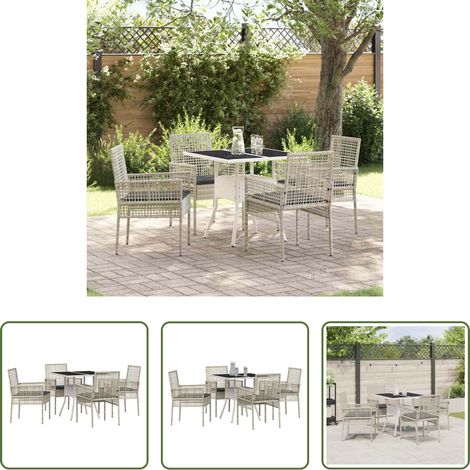vidaXL Salle à manger extérieur - Ensemble de salle à manger pour jardin 5 pcs Gris clair (1/5)