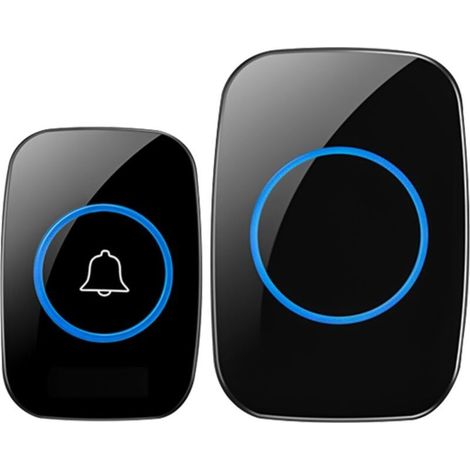 Wireless Doorbell, 5 Volume Levels, 60 Melodies and LED Indicator, One 300m Transmitter with One Plug-in Receiver, Wireless Doorbell, IP55 Waterproof Level, Waterproof Set (1/5)