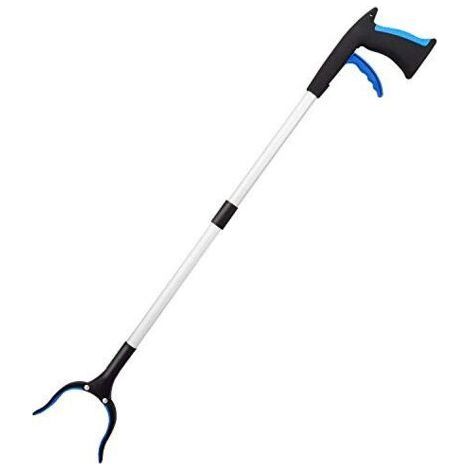 Outils de Ramassage, 32\" Pince Extension Pliable, Outil d'aide Handicapé en Aluminium avec Pince Rotative en Caoutchouc, Extension à Bras Long pour Ramasse-Déchets- Bleu (1/5)