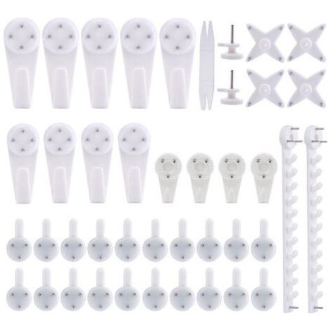 42pcs Accroche Tableau Sans Percer Blanc Fixation Murale Sans Percer Crochet en Plastique pour Accroche Cadre Crochet Tableau Cadre Photo Chapeau (1/5)