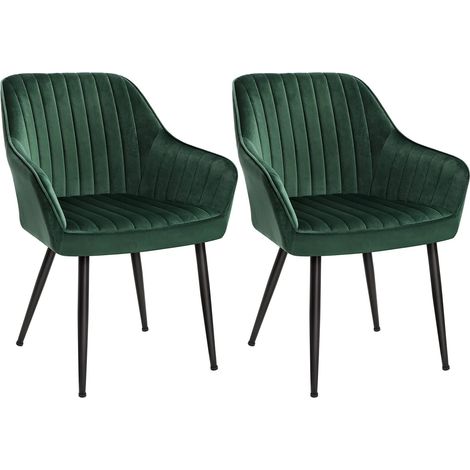 Chaise Salle à Manger, Lot de 2, Fauteuil en Velours, Rembourrée (1/5)