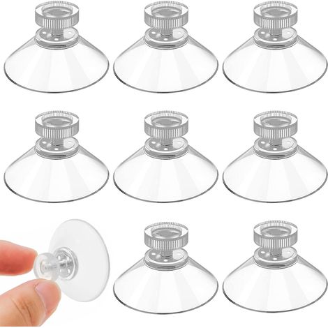 Lot de 8 ventouses - Diamètre : 41 mm - Avec filetage et écrou moleté - Transparentes et polyvalentes - Très résistantes - Pour (1/5)