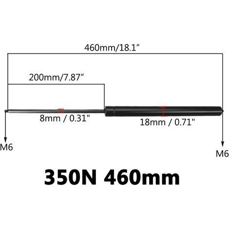 1 pièces 350N 460mm Amortisseur à ressort de support de levage de vérins à gaz de voiture pour modèle de voiture universel (1/5)