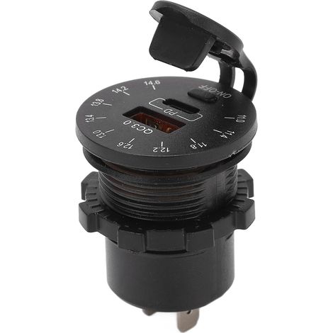 Chargeur USB de voiture avec puce intelligente, étanche, ignifugé et résistant aux hautes températures, double port PD pour camping-car, bateau et camion. (1/5)