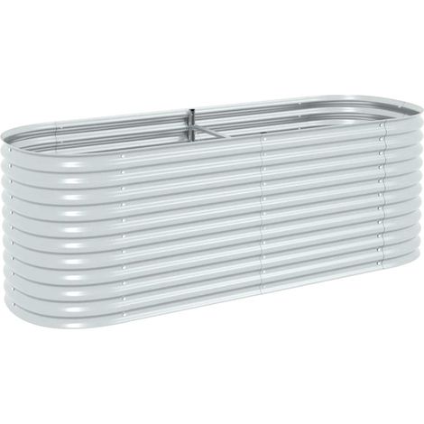 vidaXL Garden Raised Bed 240x80x81 cm Galvanised Steel Silver