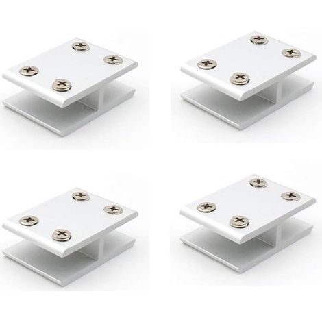 Set di 4 morsetti per vetro a 180° per fissare il vetro su entrambi i lati di box doccia, tavoli, pannelli, serraggio 10-12 mm (1/5)