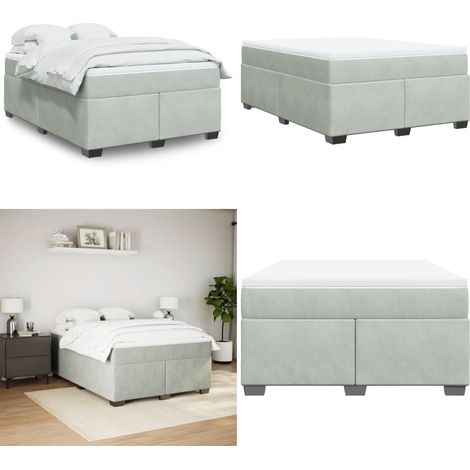 Boxspringbett mit Matratze Hellgrau 140x190 cm Samt - Samtbett - Boxspringbett - Doppelbett - Schlafzimmermöbel - Luxusbett - Home & Living (1/5)