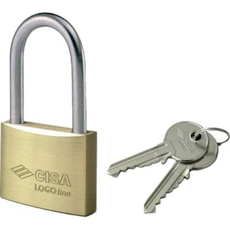 Lucchetto arco lungo 21011 logo ottone arco cromato chiavi 2 mm 50x80 (6 pezzi) Logo cisa