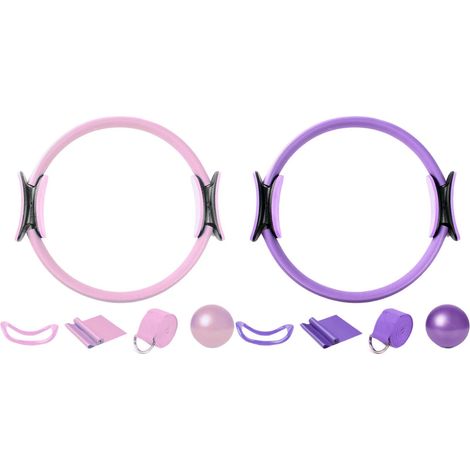 Youyijia 5-Piece Pilates Ring Set with Yoga Ball & Resistance Bands Premium Home Gym Equipment for Full-Body Toning Stretching & Strength Training (Pink)