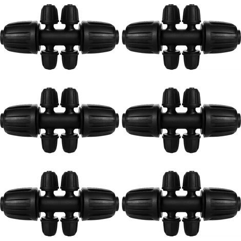 6 Pièces Connecteur de Tuyau en T Barbelé, 6-Voies Raccord de Tuyau D'Irrigation pour Tube 13/16 mm à 4/7 mm, Connecteur D'Irrigation Goutte à Goutte à 6-Voies pour Jardin, Pelouse (1/5)