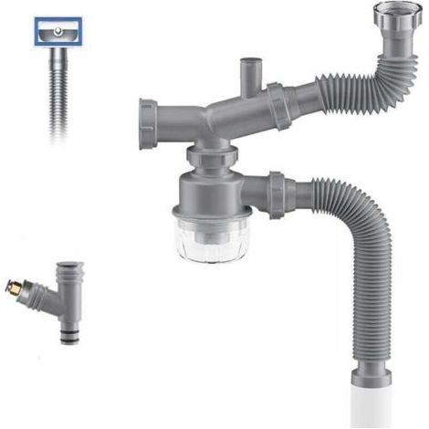 Kit de vidange pour broyeur à déchets, siphon en P pour évier de cuisine 1 1/2, gain de place, visible, anti-obstruction, anti-odeur, double bonde d'évier facile à nettoyer (1/4)