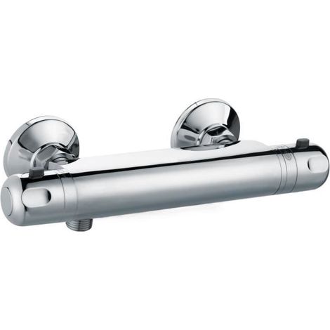 1 Robinet mitigeur thermostatique, douche, laiton chromé, sécurité anti-brûlure, bouton Ecostop, salle de bain (1/3)