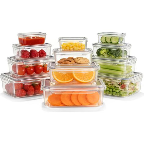Plastique Boite Hermetique Alimentaire, Boîte Rangement Cuisine Frigo Lunch Box Conservation Repas Récipients Sans BPA Adaptés au Micro-ondes et lave-vaisselle, Ensemble de 12 (1/5)