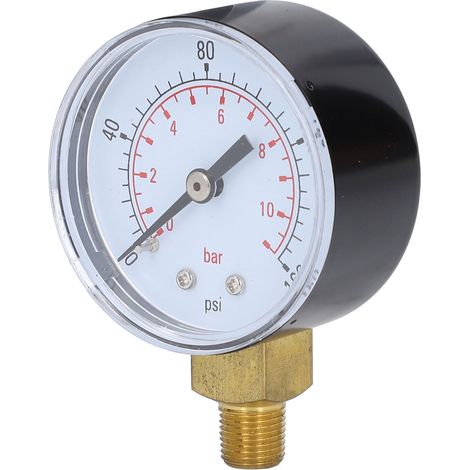 Manomètre axial 0 à 160 psi (11 bar) 1/8 po NPT, cadran 2 po, pour air, eau et carburant