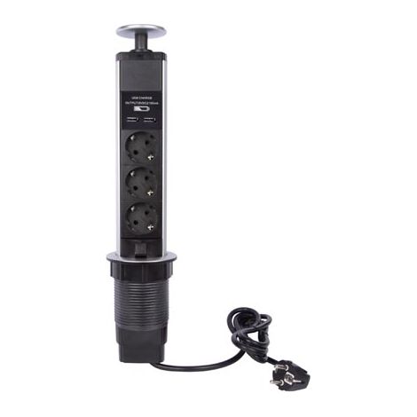 BASE MÚLTIPLE PARA EMPOTRAR DE 3 TOMAS - 2 x USB - SCHUKO (1/5)