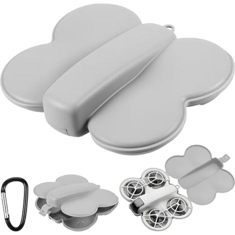 Étui de transport pour DJI Neo, 73g en plastique, étui de protection anti-chocs et anti-rayures avec mousqueton de randonnée (Gris)