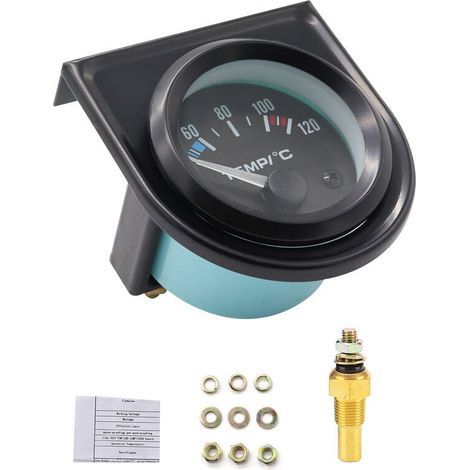 Kit de jauge de température de l'eau pour voiture Noir LED Universel Manomètre de température de l'eau de voiture Cadrans de 101,6 à 120°（Diamètre 52mm）-- (1/4)