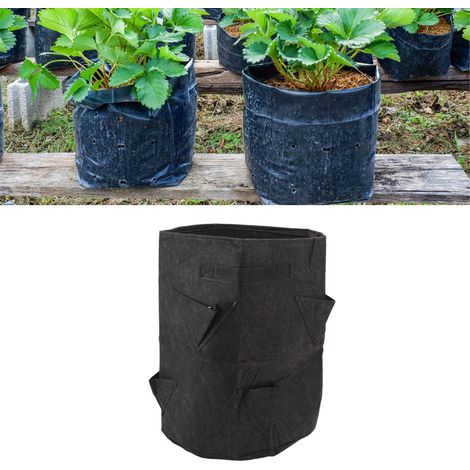 Sac de culture pour fraises 8 trous, respirant et réutilisable, idéal pour potager et jardin. (1/5)