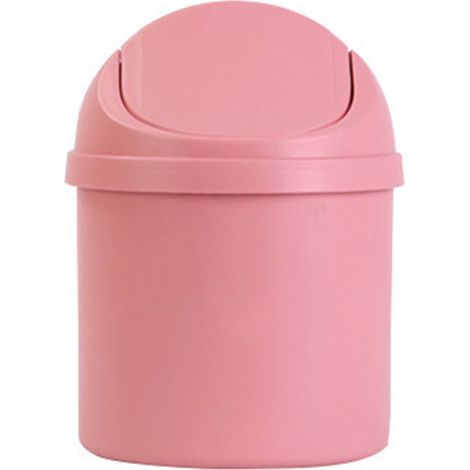 Mini-Abfalleimer aus PP fürs Büro, kompaktes Design mit praktischem Deckel für Zuhause, Küche, Büro, Schlafzimmer, Wohnzimmer, rosa.