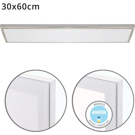 Panel superficie VOLTAIRE 30x60 36W LED 2880lm 4000K 120° C.60xL.30xA.2,3cm Niquel (1/3)