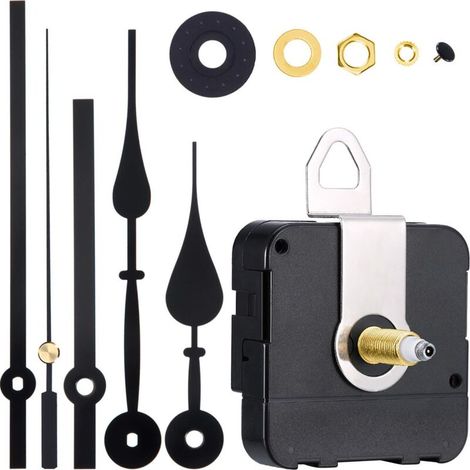 Mécanisme de mouvement d'horloge à arbre long à couple élevé Kit de mécanisme d'horloge à quartz mural avec 2 paires d'aiguilles différentes horloge (1/4)