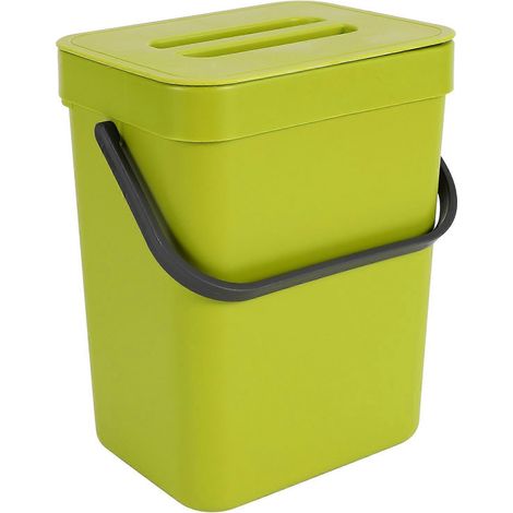 Poubelle avec couvercle, poubelle verte en plastique --- (1/5)
