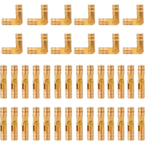 40 mini bisagras cilíndricas, 4×20 mm, Latón macizo, Bisagras cilíndricas ocultas, maquetas y pequeños trabajos de carpintería, Color latón (1/5)